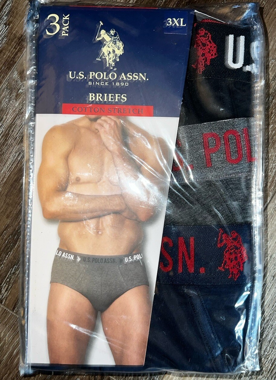 U. S. Polo Assn. ~ 3-Piece Mens Brief Underwear Multicolor Cotton Blend ~ 3XL