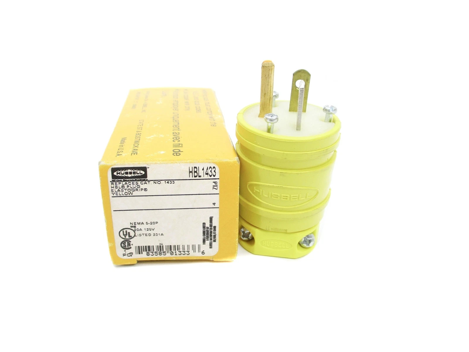 Hubbell Wiring Device-Kellems HBL1433 Straight Blade Plug, 5-20P, 20 A, 125V NEW