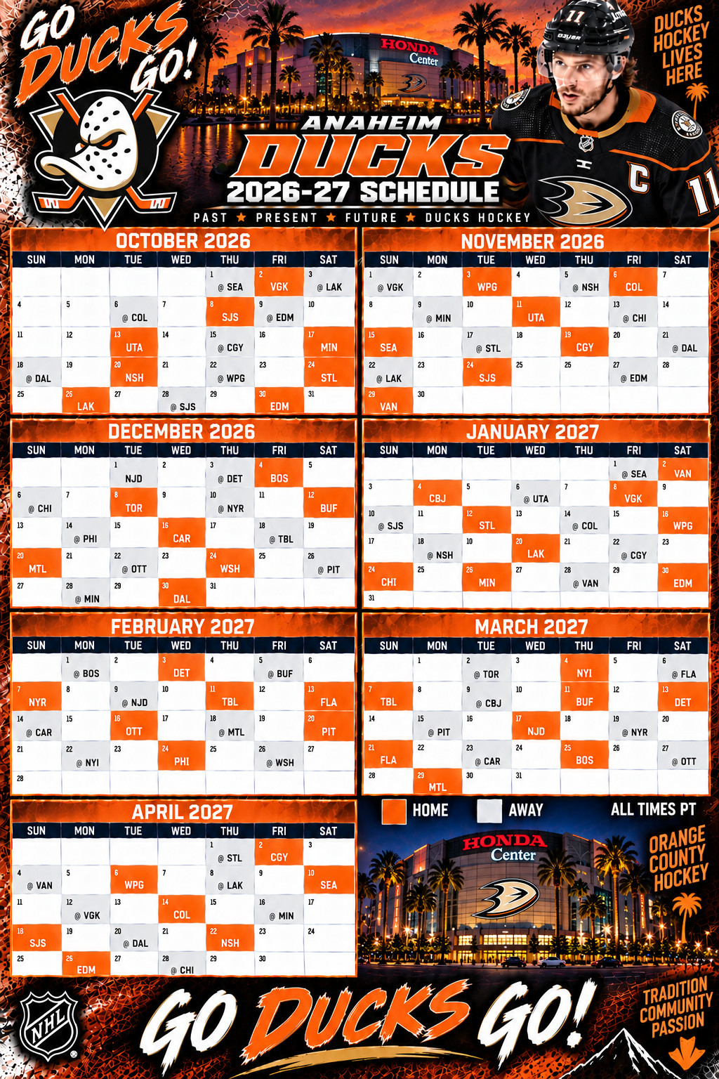 2026-27 NHL MAGNETIC Schedules WITH GLOSSY Finish, ALL TEAMS