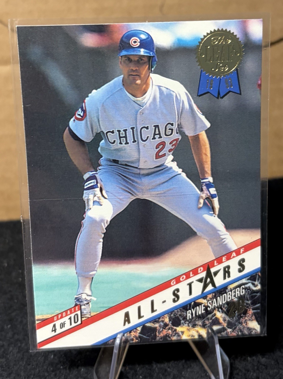 1993 Leaf #4 Ryne Sandberg / Roberto Alomar Gold Leaf All-Stars Update 1993 Leaf #4 Ryne Sandberg / Roberto Alomar Gold Leaf All-Stars Update