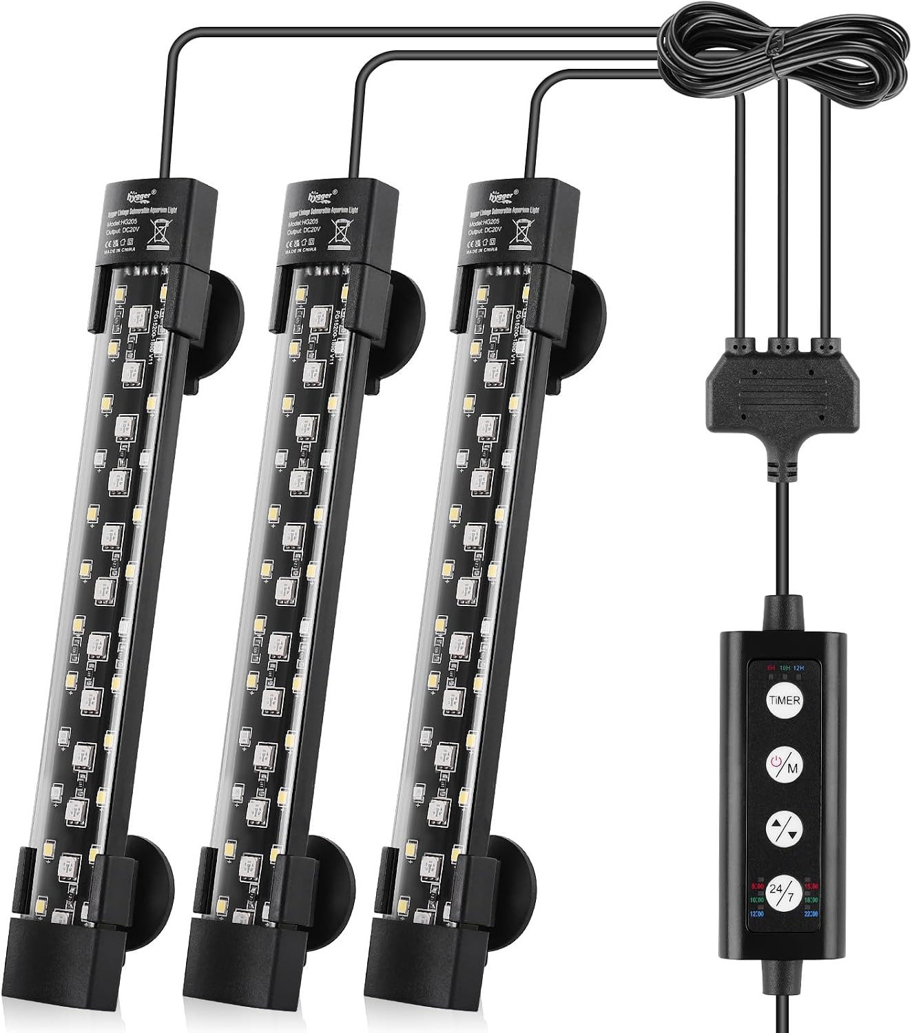 Dual-Channel Controller Submersible Aquarium LED Light, 24/7 Mode Full Spectrum