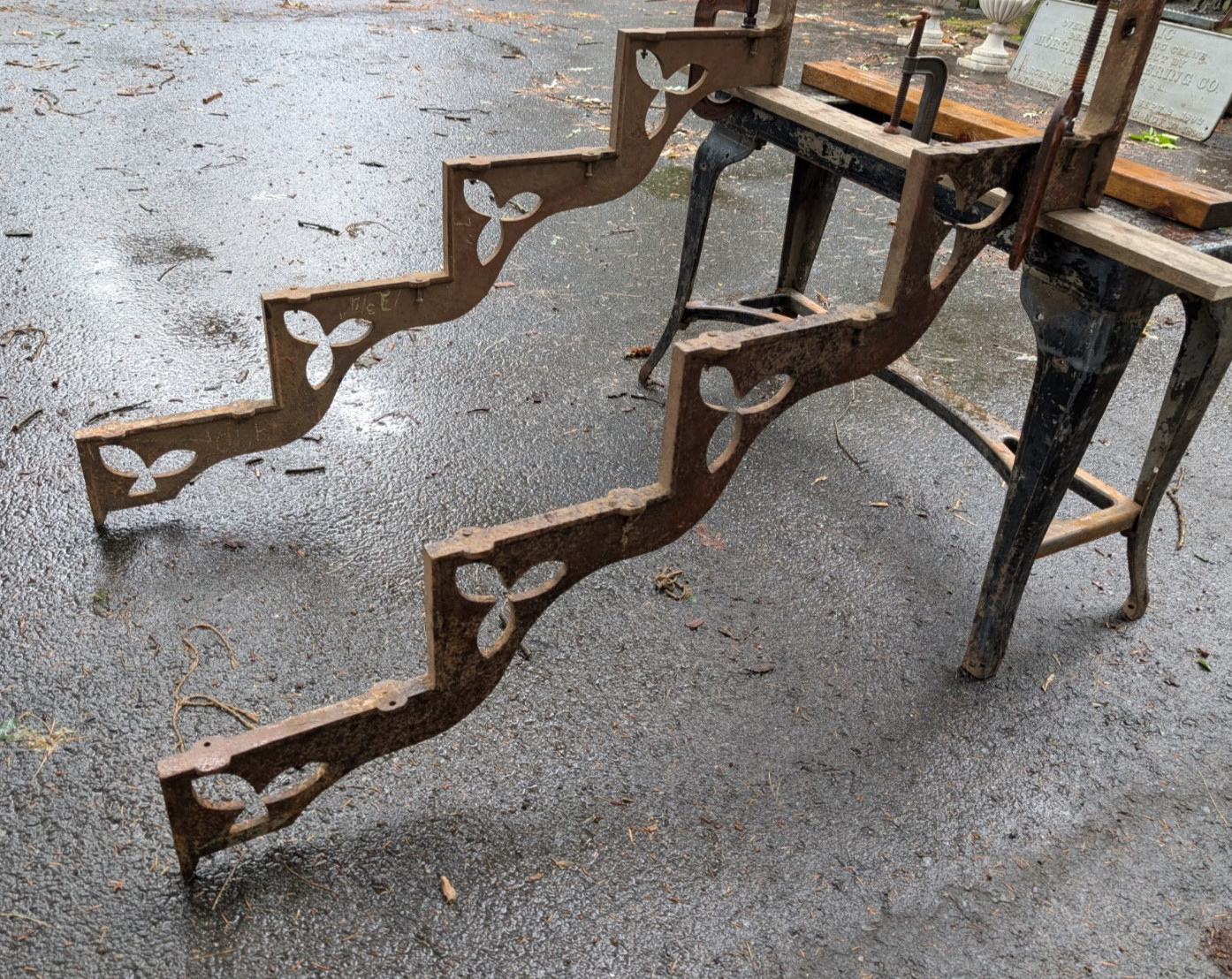 Antique Architectural Salvage Cast Iron Steps  Victorian Staircase Porch