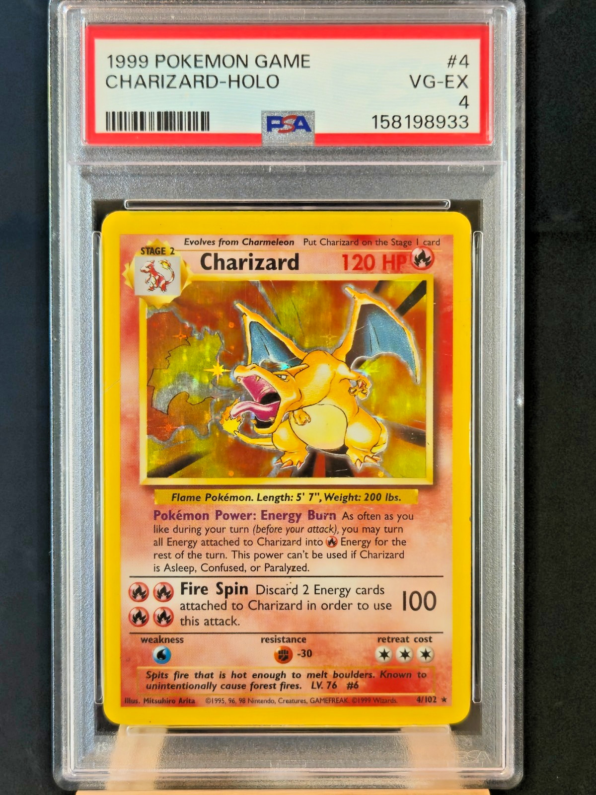 Charizard 4/102 Base Set Holo VG-EX PSA 4 Charizard 4/102 Base Set Holo VG-EX PSA 4