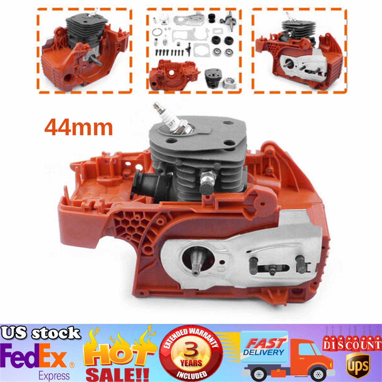 For Husqvarna 350 44mm Chainsaw Crankcase Piston Cylinder Chainsaw Engine Motor