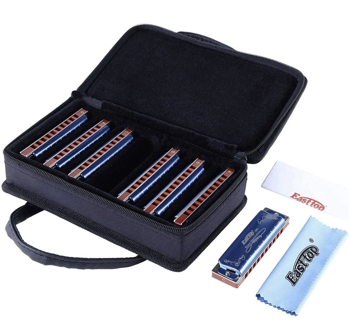 Easttop 008K Diatonic Harmonica Key of C Blue/Brown/Silver/Black w/ Case Kit Easttop 008K Diatonic Harmonica Key of C Blue/Brown/Silver/Black w/ Case Kit