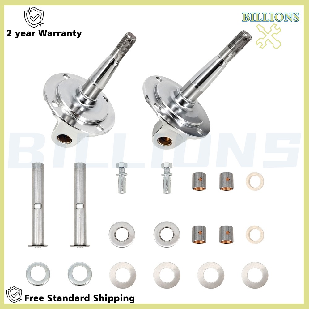 CHROME Straight Axle Round Spindle w/ King Pin Kit For Ford 1928-1948 11” Rotors
