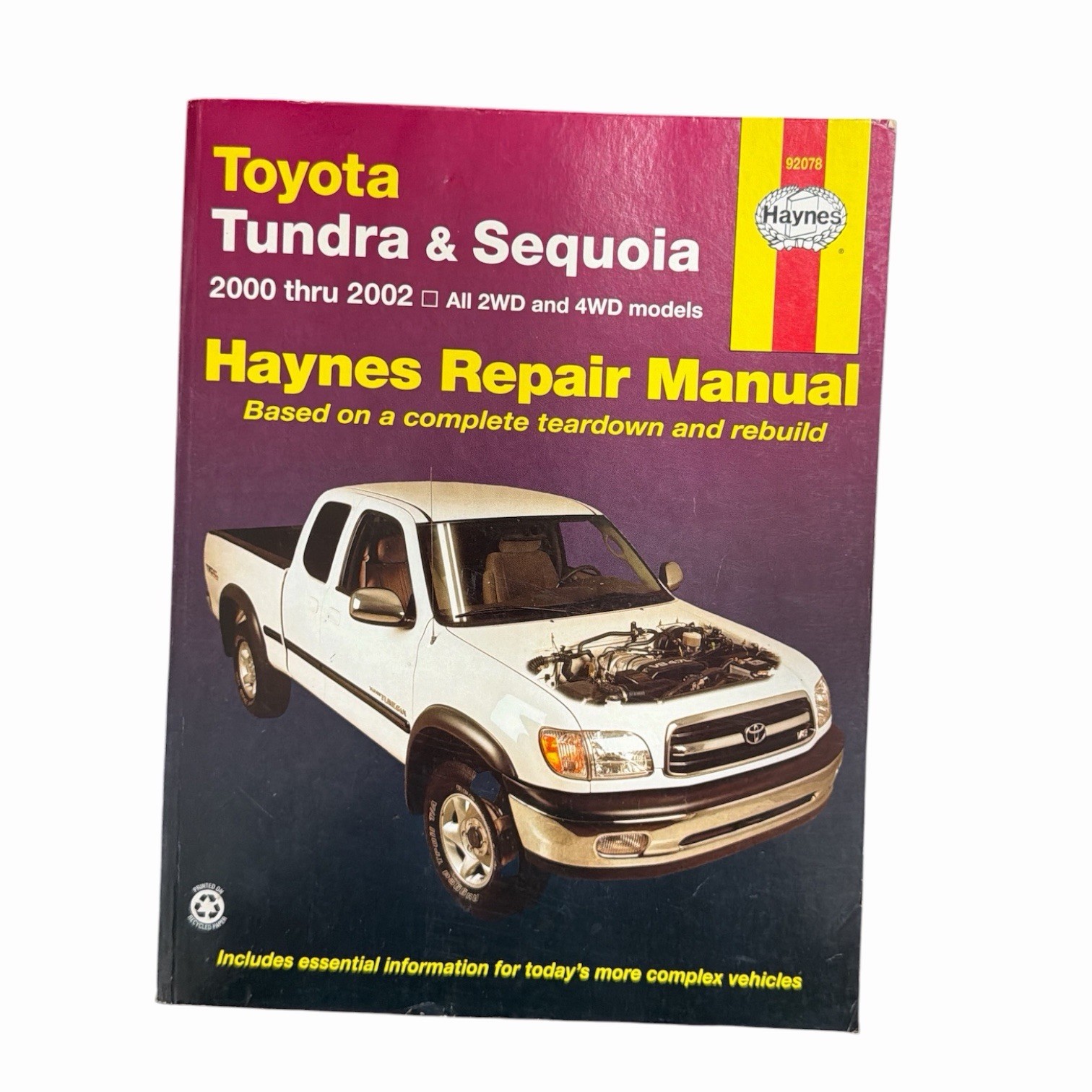 Haynes Repair Manual Toyota Tundra Sequoia 2000-2002 2WD 4WD #92078 Haynes Repair Manual Toyota Tundra Sequoia 2000-2002 2WD 4WD #92078