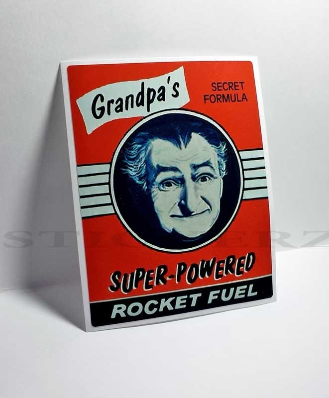 GRANDPA'S ROCKET FUEL Vintage Style DECAL, Vinyl STICKER, rat rod, racing