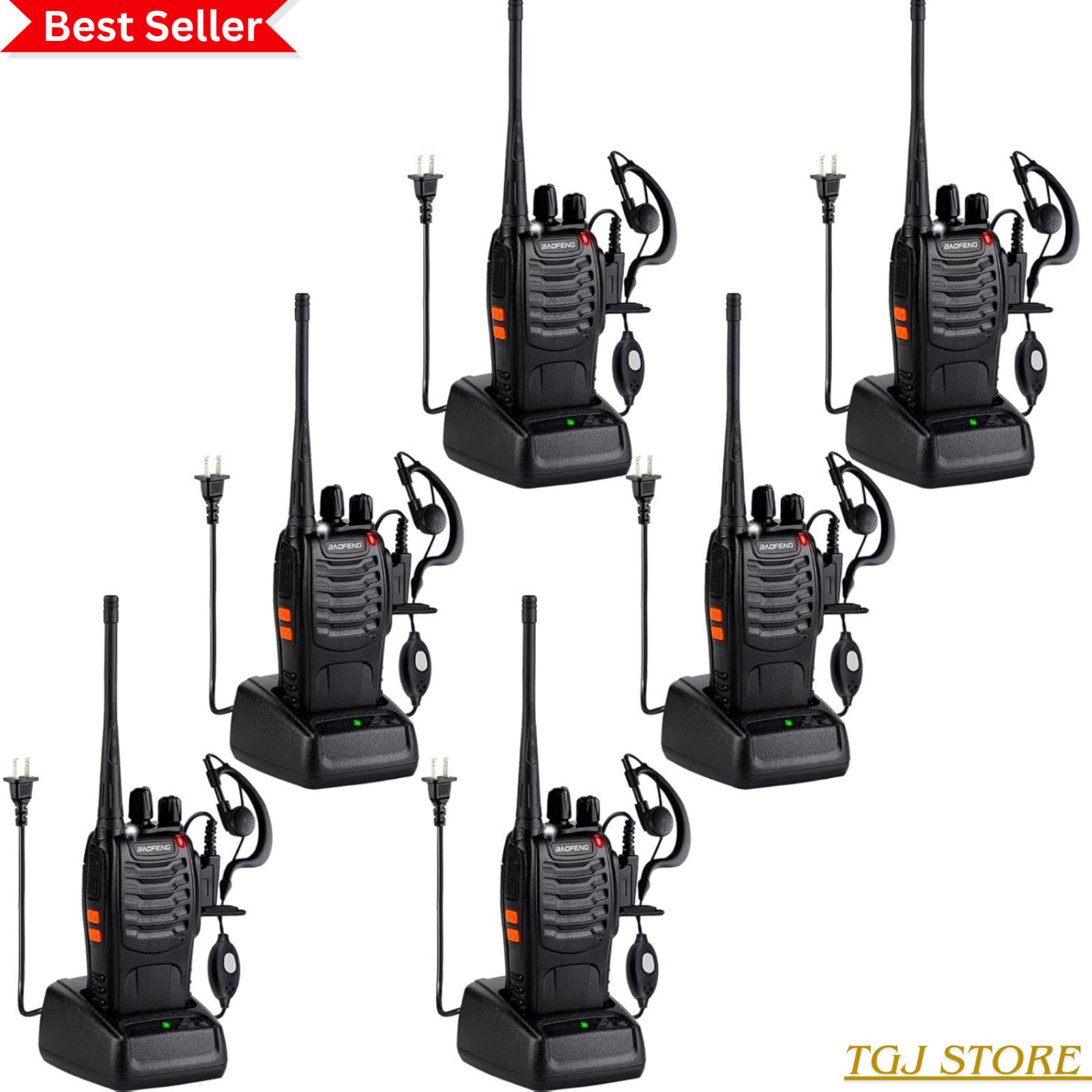 6 BAOFENG Walkie Talkies 888S 6Earpiece UHF 16 Channel Handheld Two Way Radios 6 BAOFENG Walkie Talkies 888S 6Earpiece UHF 16 Channel Handheld Two Way Radios