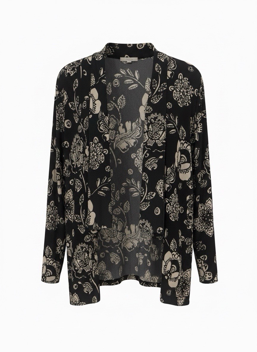 Vikki Vi Black White Floral Open Jacket Cardigan 1X NWT Vikki Vi Black White Floral Open Jacket Cardigan 1X NWT