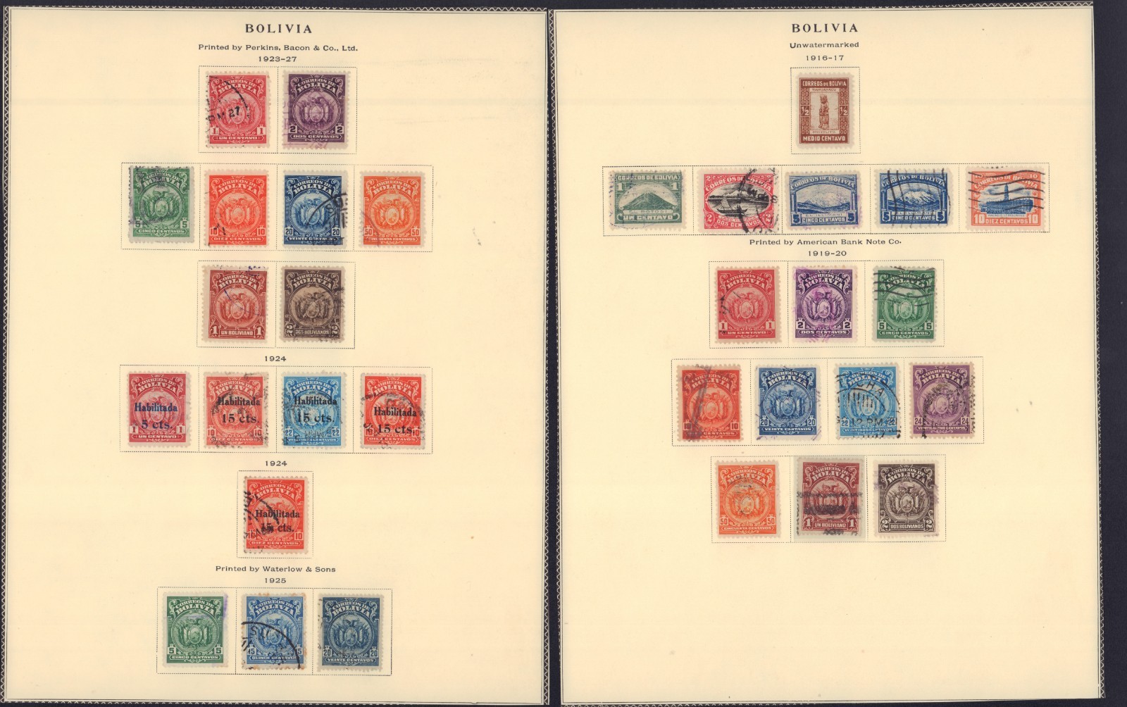 BOLIVIA 1916 - 1925 111 - 116, 118 - 127, 128 - 137, 138 - 146 USED