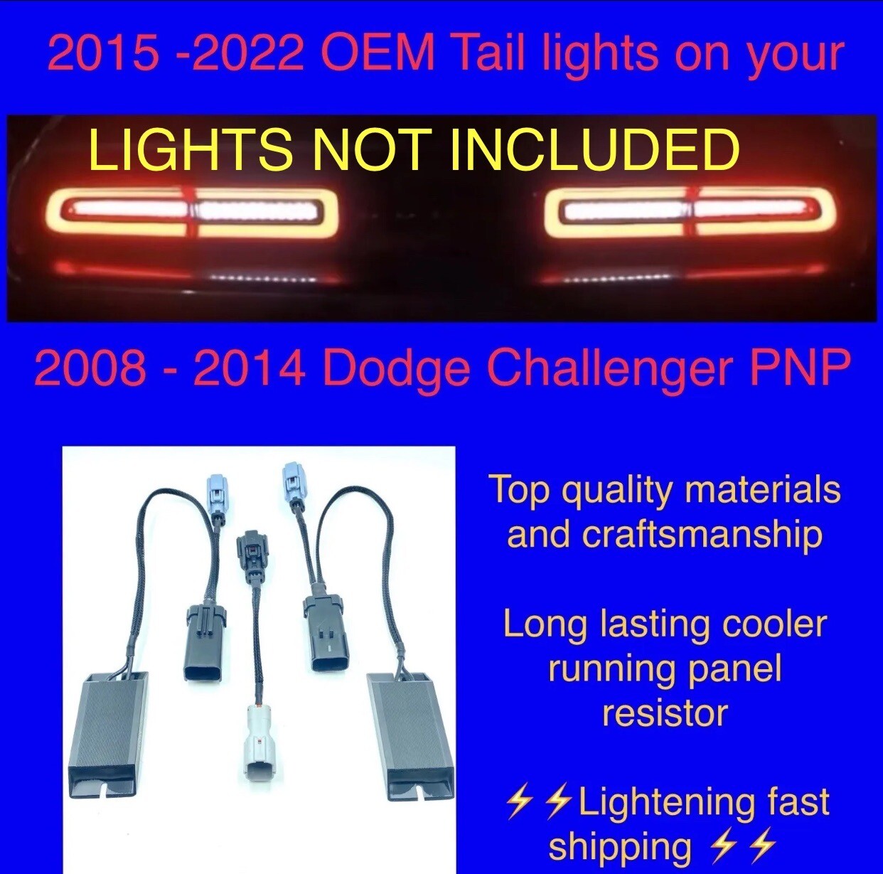 DODGE CHALLENGER 2008 -2014 TO 2015 + LED SRT  TAILLIGHT CONVERSION HARNESS
