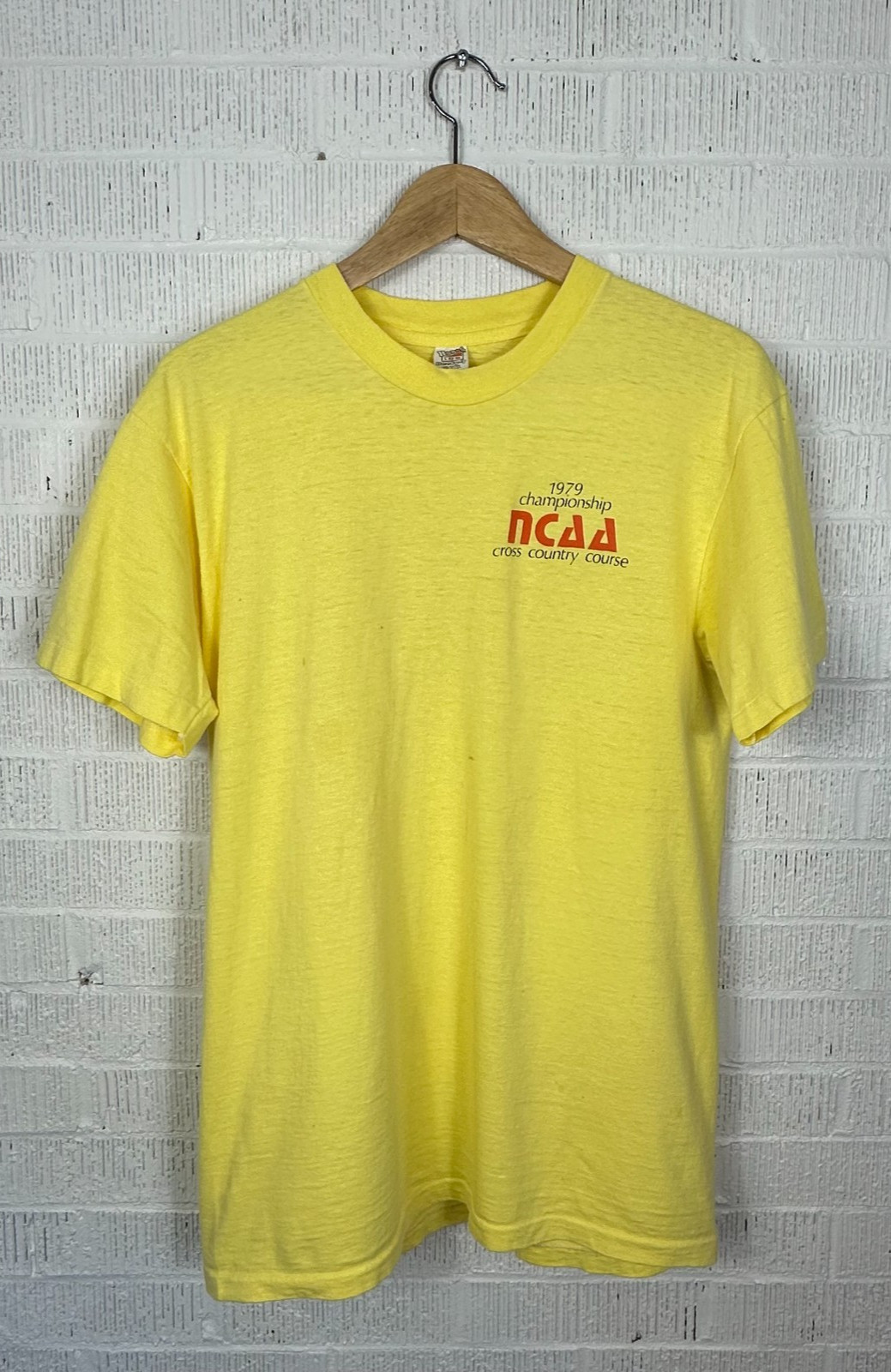 Vintage 1979 NCAA Cross Country Yellow Hanes Beefy-T T-Shirt Radio K99.1 FM 10 K Vintage 1979 NCAA Cross Country Yellow Hanes Beefy-T T-Shirt Radio K99.1 FM 10 K