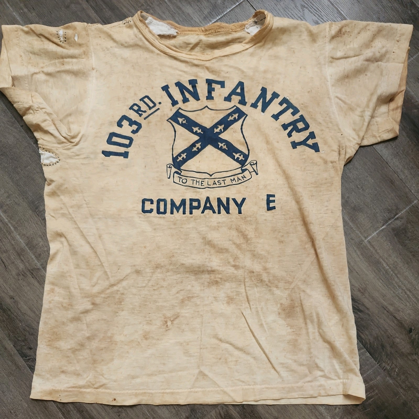 Vintage Military T-Shirt Infantry repaired RARE Company E Vintage Military T-Shirt Infantry repaired RARE Company E