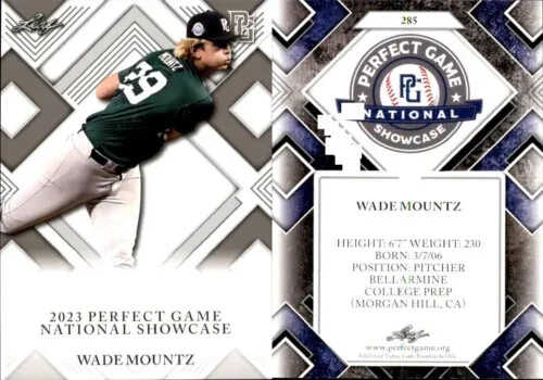 Wade Mountz  1st EVER PRINTED 2023  LEAF PERFECT GAME ROOKIE CARD #285  Mint