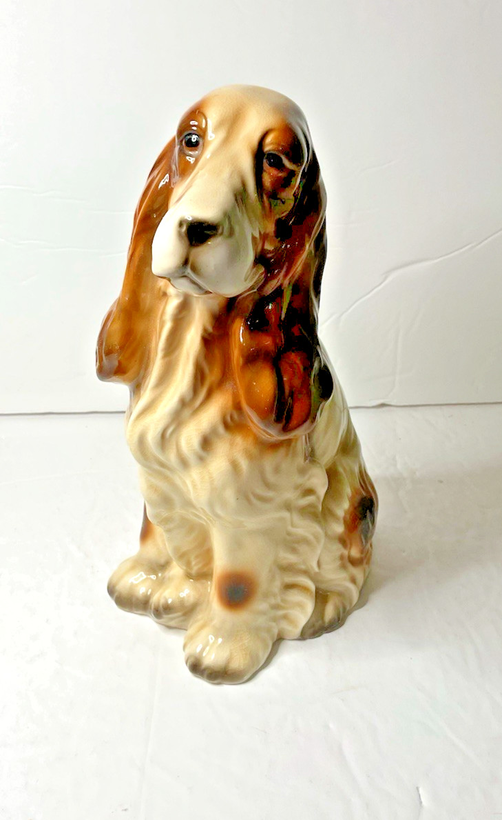 Spaniel Ceramic Figurine Brown White 8\ Spaniel Ceramic Figurine Brown White 8\
