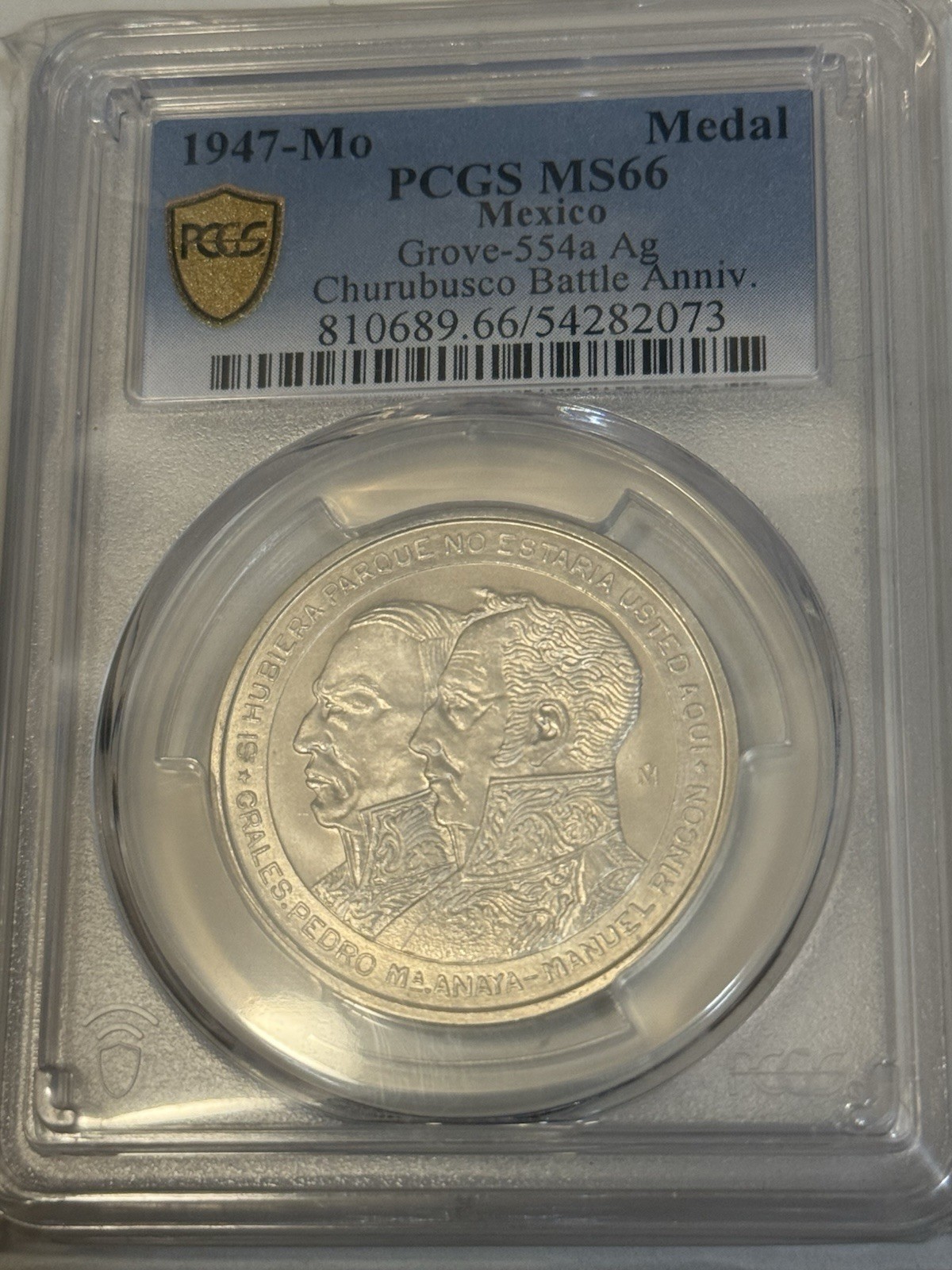 1947-Mo Medal PCGS MS66 Mexico Silver TOP POP 1947-Mo Medal PCGS MS66 Mexico Silver TOP POP