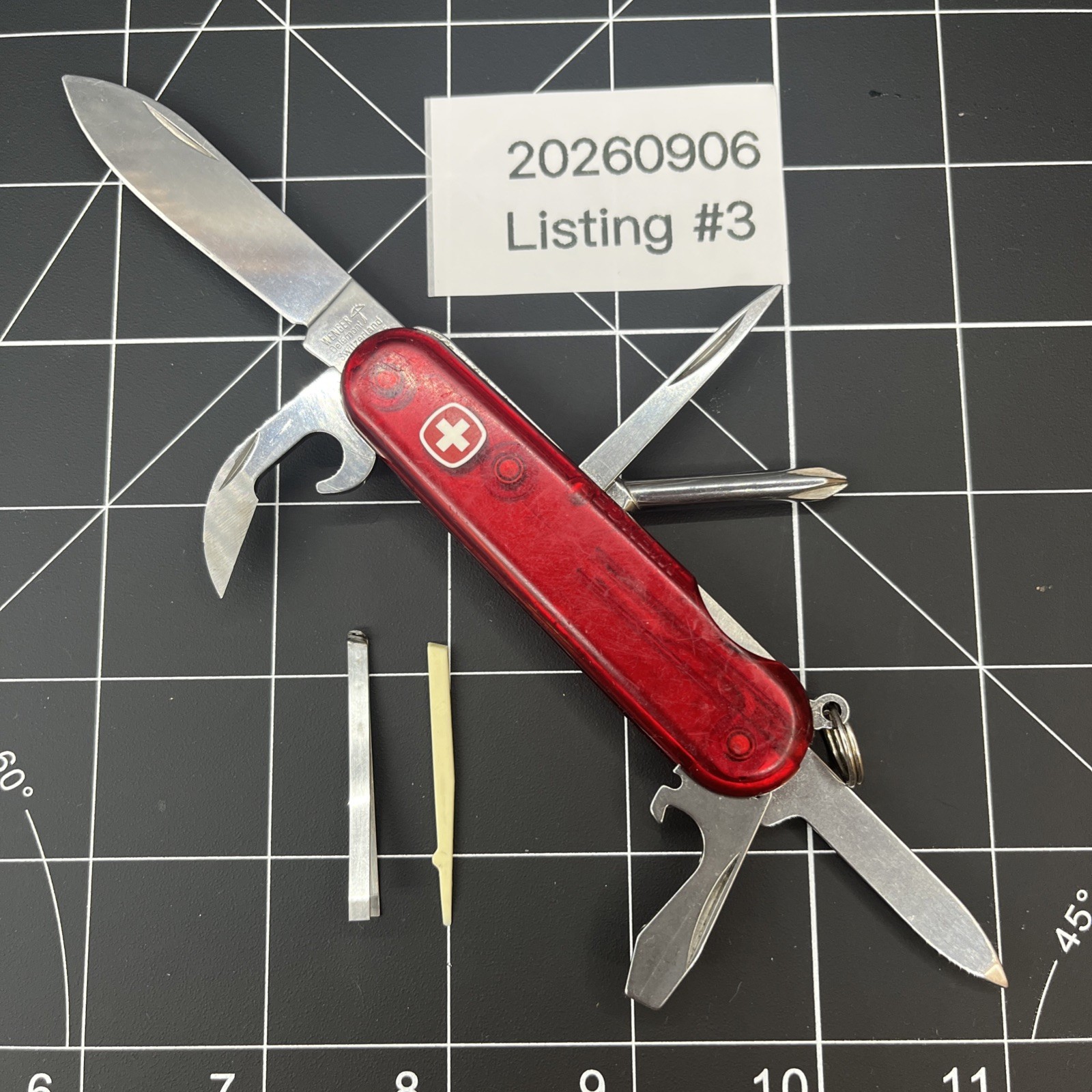 Translucent Ruby Vintage - Wenger Genuine Swiss Army Knife - Pathfinder  - Rare