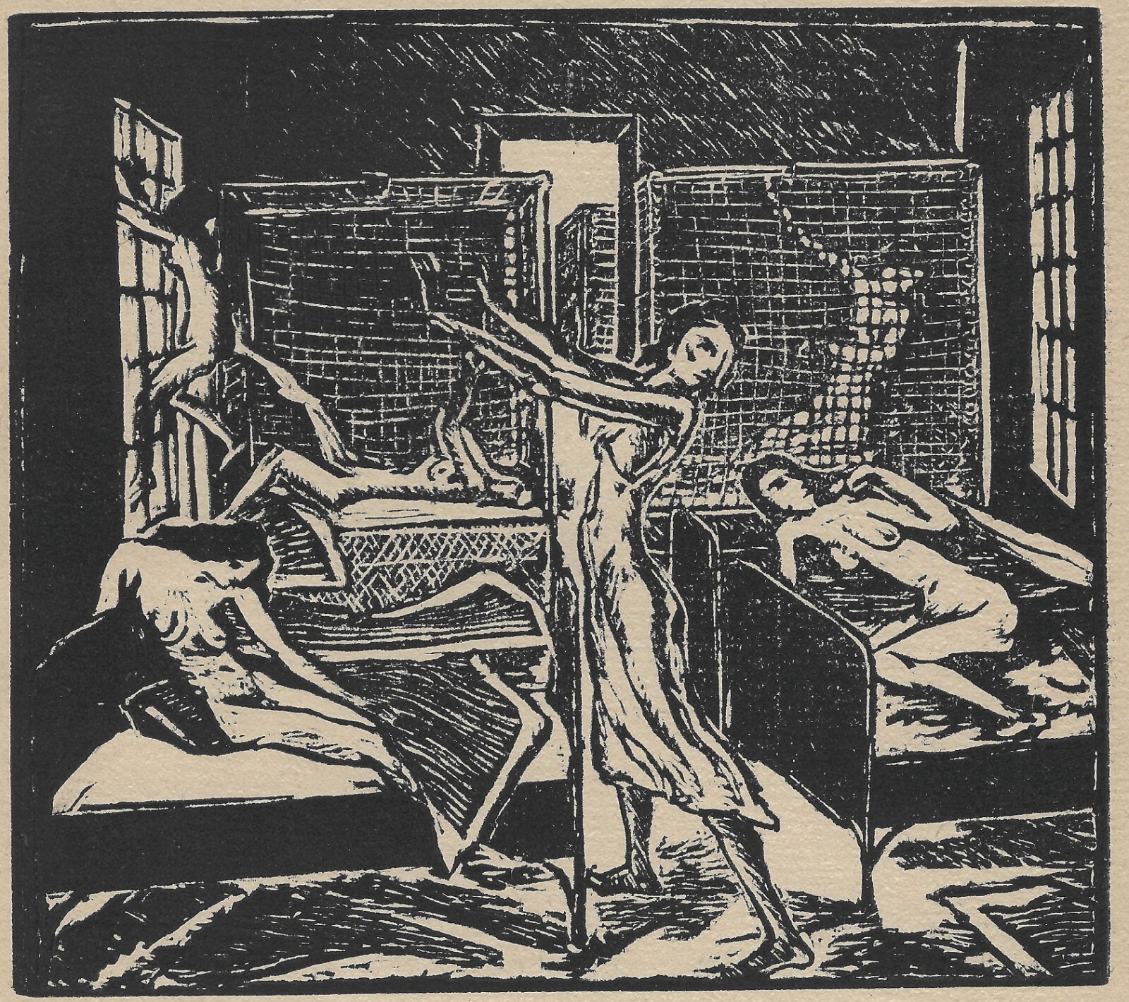 Czech Modernism - Original Expressionist Woodcut (1921) - Framed Czech Modernism - Original Expressionist Woodcut (1921) - Framed