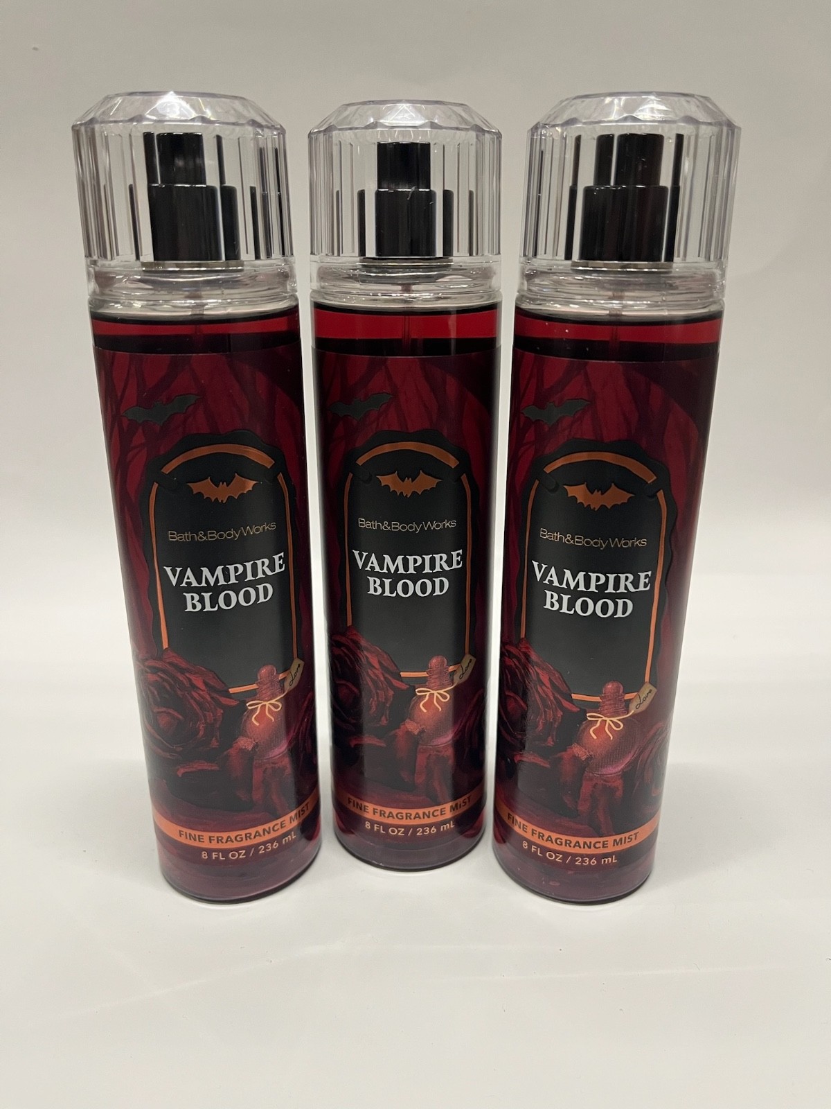 NEW Bath Body Works Lot of 3 Bottles Halloween Vampire Blood Fragrance Mist 8 oz NEW Bath Body Works Lot of 3 Bottles Halloween Vampire Blood Fragrance Mist 8 oz