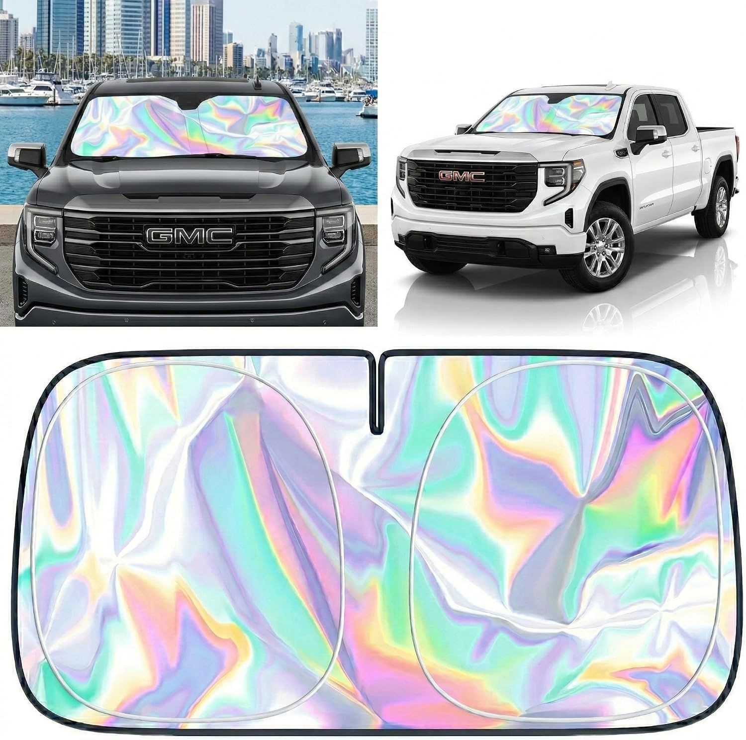 Windshield Sun Shade for GMC Sierra 1500 1999-2026, UV Reflective Sunshade