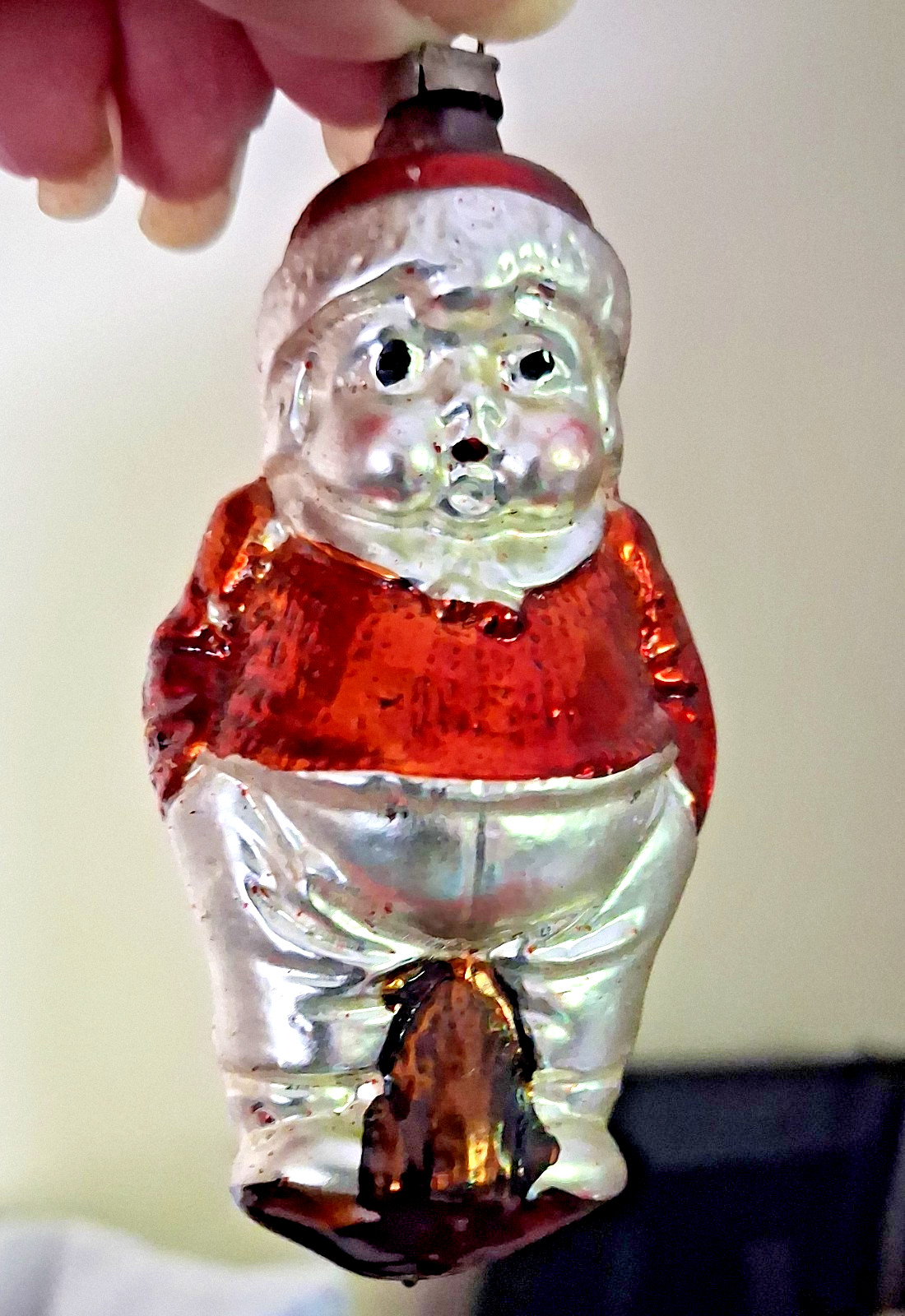 Smitty Antique Vtg Whistling Chubby Boy Glass Xmas Figural Ornament Germany