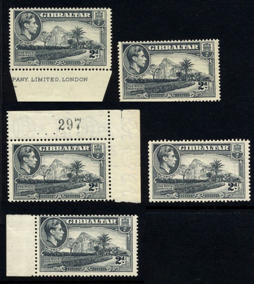 Gibraltar 1938-51 2d SG124-124b Mint u/m Cat £73