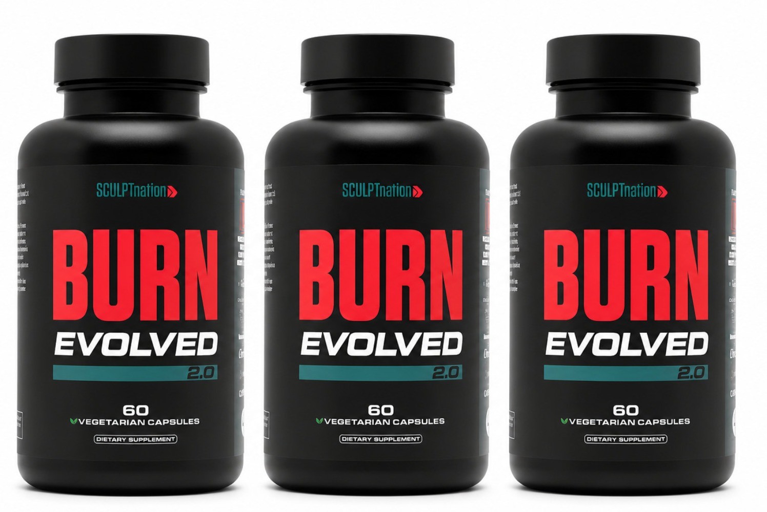 3 Pack Sculpt Nation Burn Evolved 2.0 Fat Loss Supplement, 180 Capsules