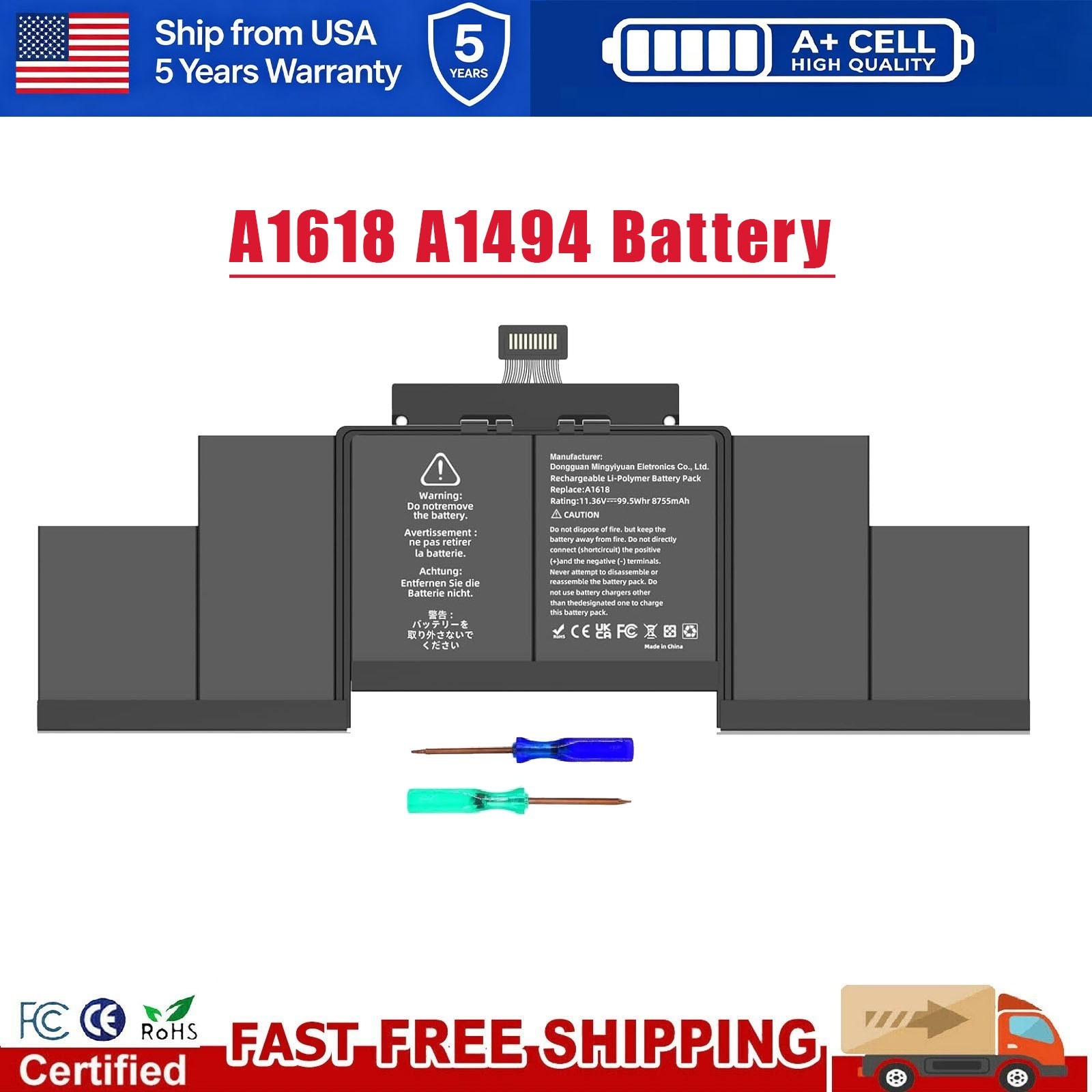A1618 A1494 Battery for MacBook Pro 15
