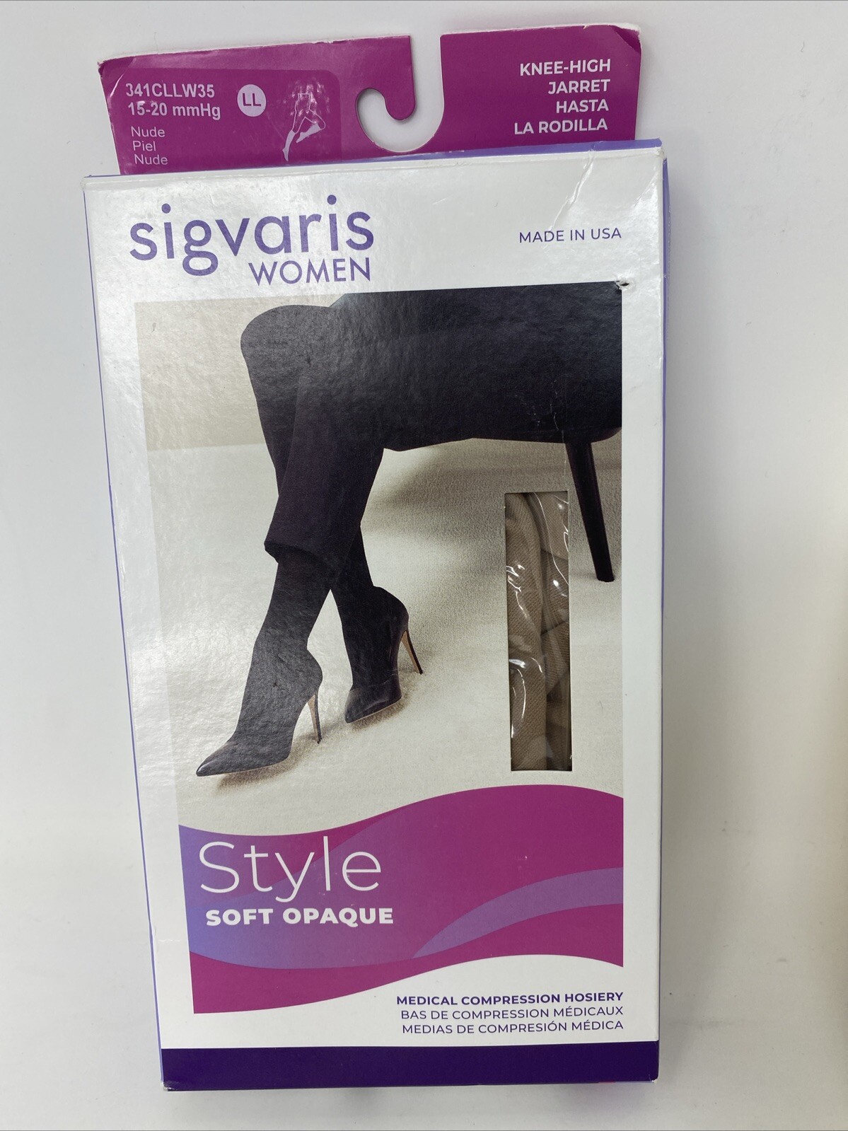 Sigvaris 841C Soft Opaque Knee High 15-20mmHg Compression Stockings Nude LL