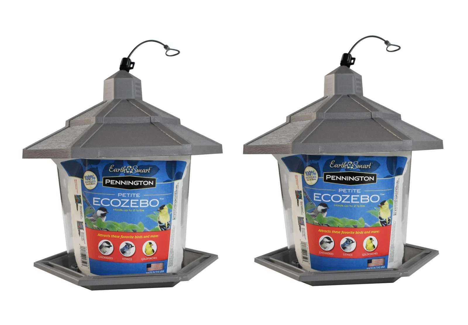 Pennington Earth Smart, Gray Plastic, Hopper Wild Bird Feeder, 2.5 lb. PACK OF 2