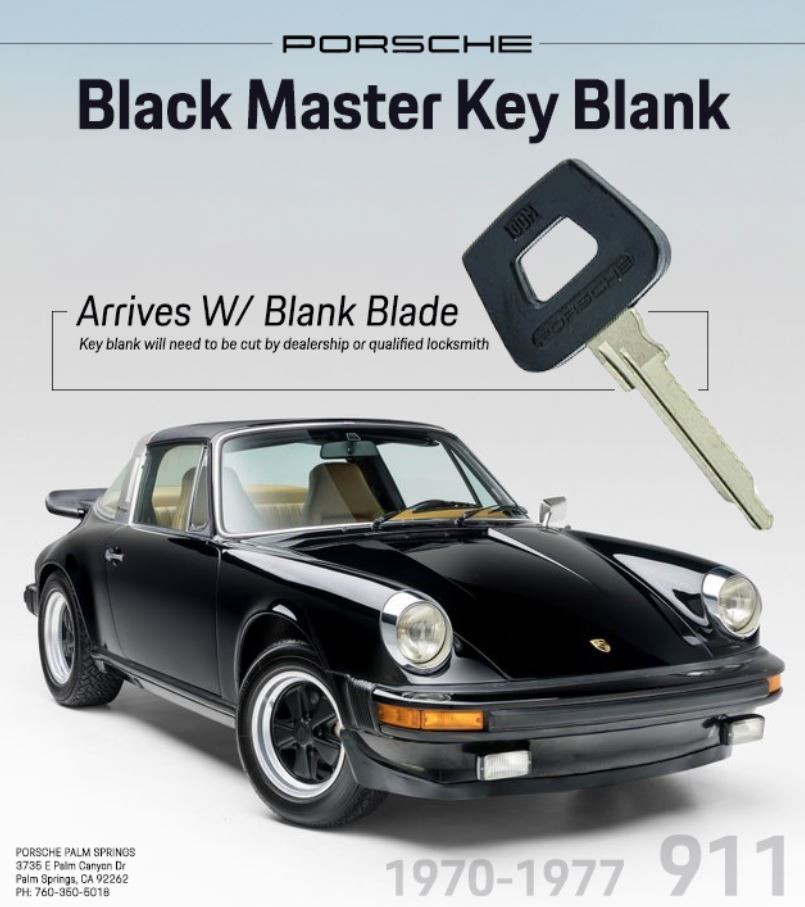 1970-1977 Porsche 911 Genuine Factory OEM Black Master Key Blank 91453190310