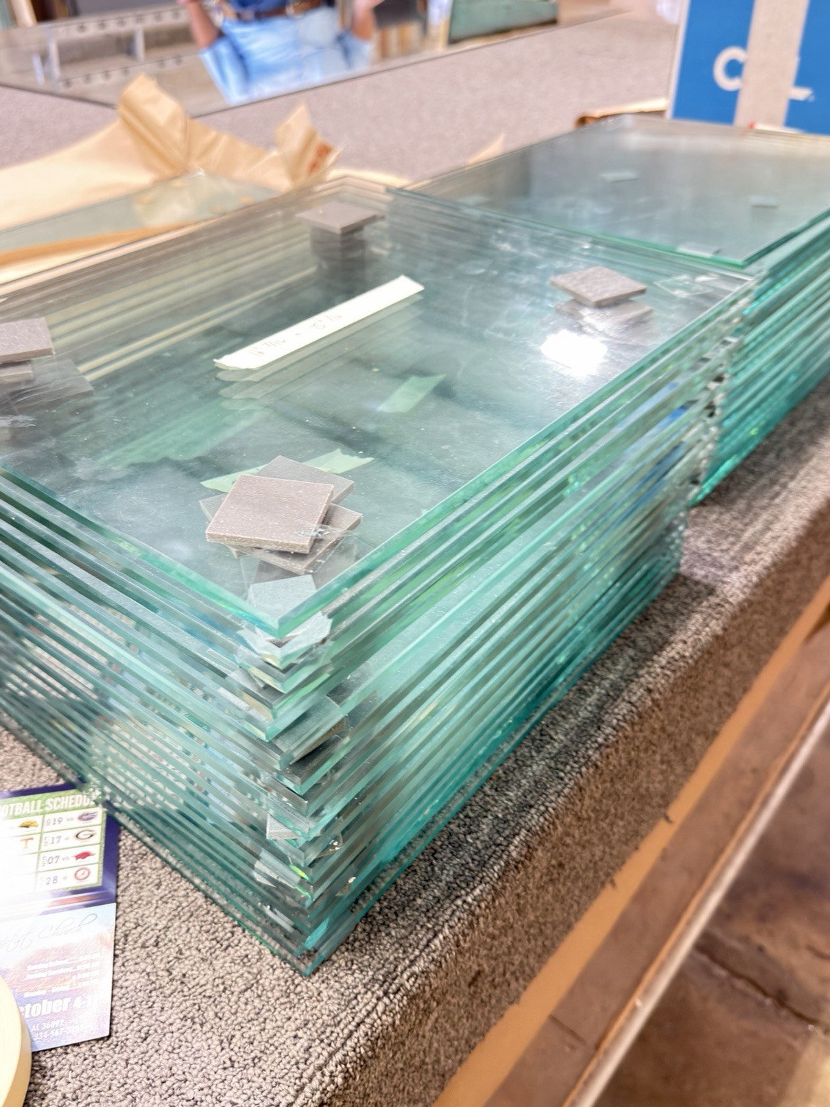 5pc 3/8” Plate Glass Shelves 12-3/16 x 15-11/16 Beveled Finished Edge