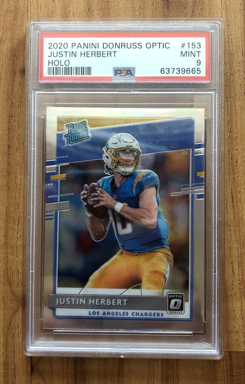2020 Panini Donruss Optic - Rated Rookies Justin Herbert #153 Holo Prizm PSA 9