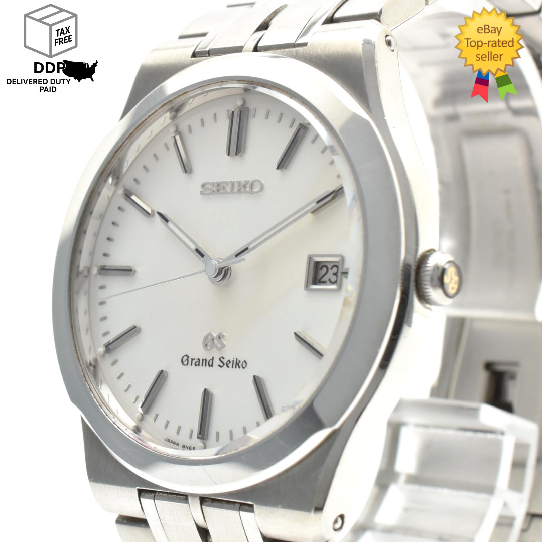 Vintage [ Exc+5 ] Grand SEIKO GS 8N65-9000 White Silver Men\'s Quartz Watch JAPAN