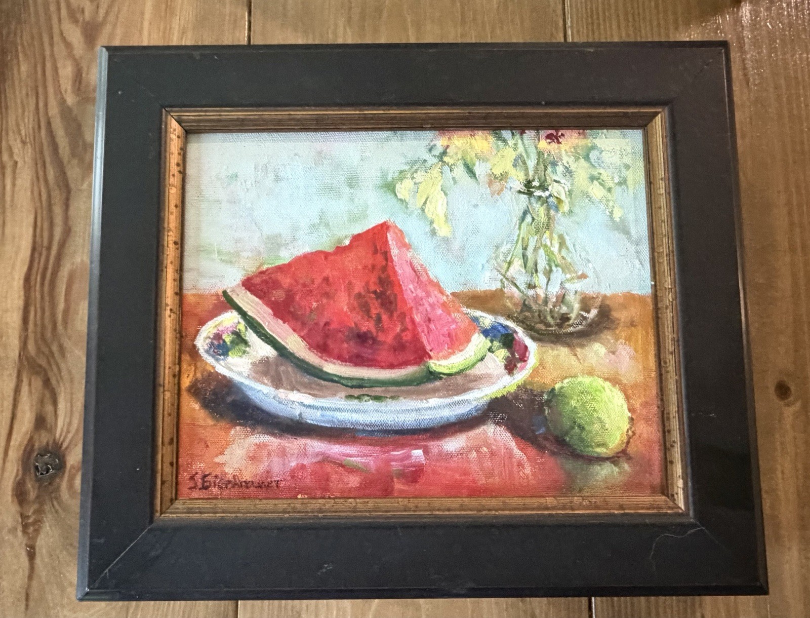 Susan Eisenhauer Original Painting Canvas Watermelon Signed Framed Susan Eisenhauer Original Painting Canvas Watermelon Signed Framed