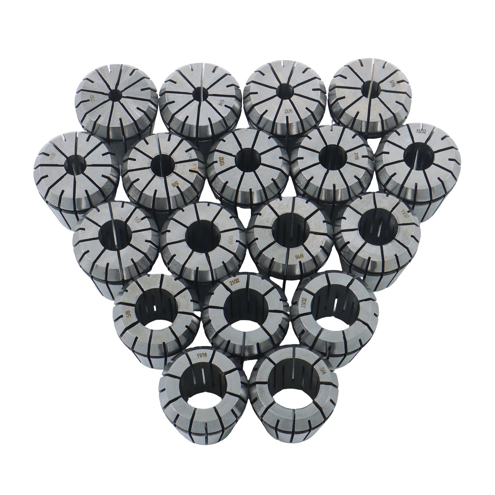 18 Pcs Super Precision ER32 Collet Set - Inch Sizes From 7/32”-3/4” By 32nds
