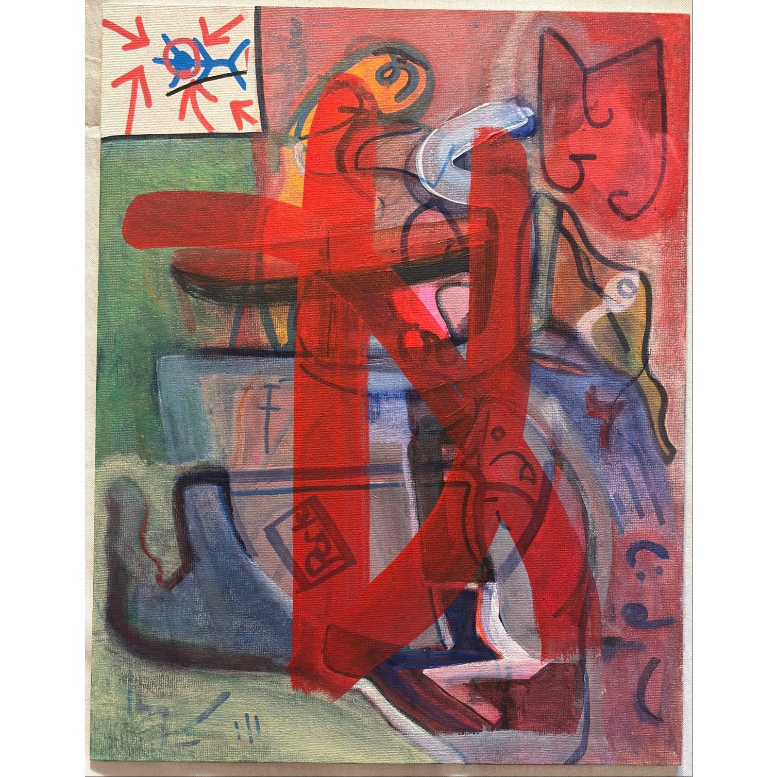 Original Abstract Painting Noah Marchiando Fine Art Wall Decor 12x9 Oil Pastel