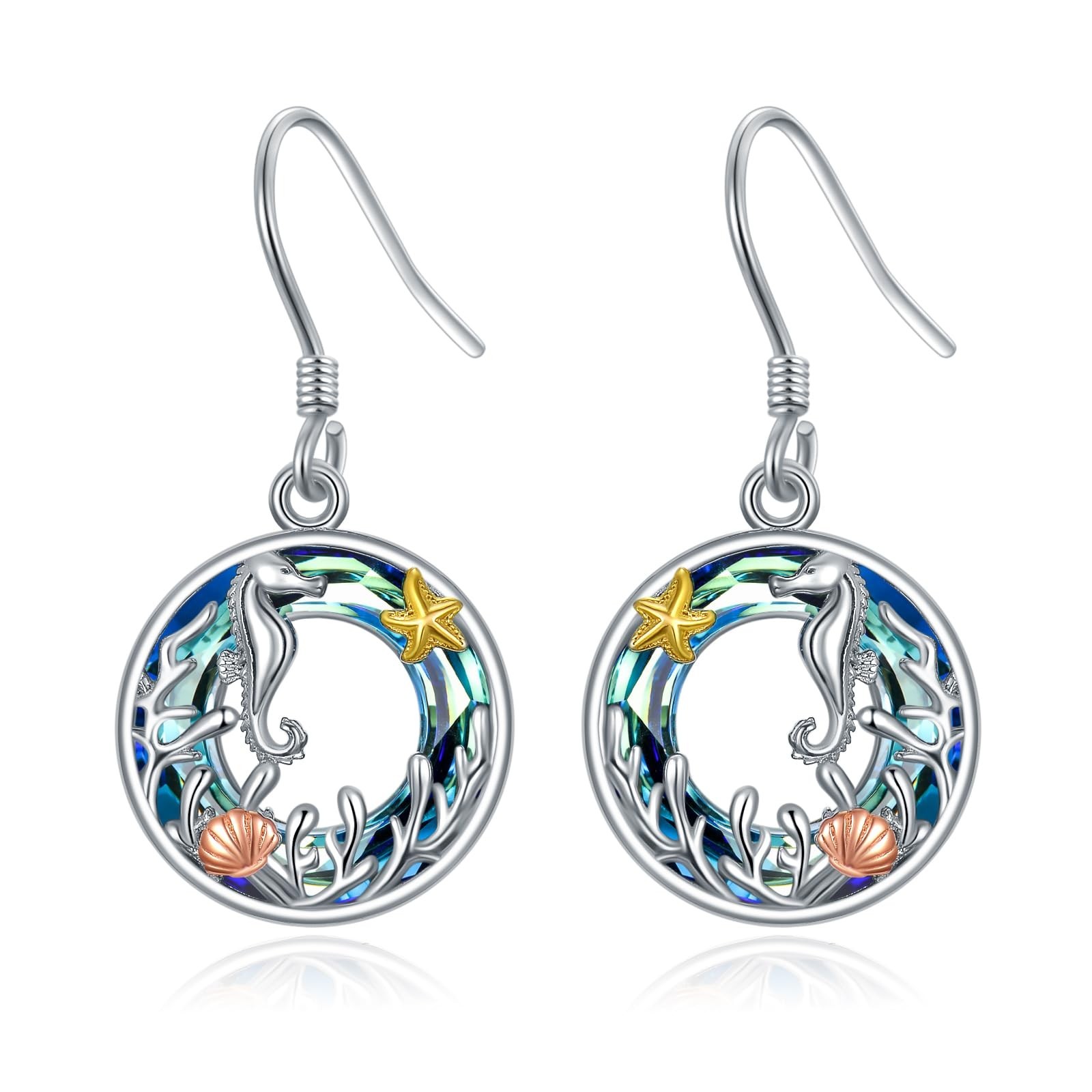 TOUPOP Sea Turtle/Dolphin/Seahorse Earrings 925 Sterling Silver Tropical Palm... TOUPOP Sea Turtle/Dolphin/Seahorse Earrings 925 Sterling Silver Tropical Palm...