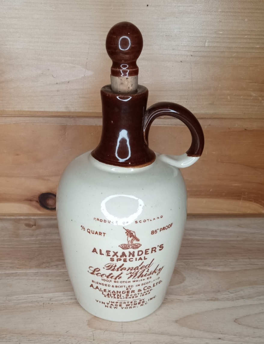 Rare Vintage Alexander's Special Blended Scotch Whisky Stoneware Jug Decanter Rare Vintage Alexander's Special Blended Scotch Whisky Stoneware Jug Decanter