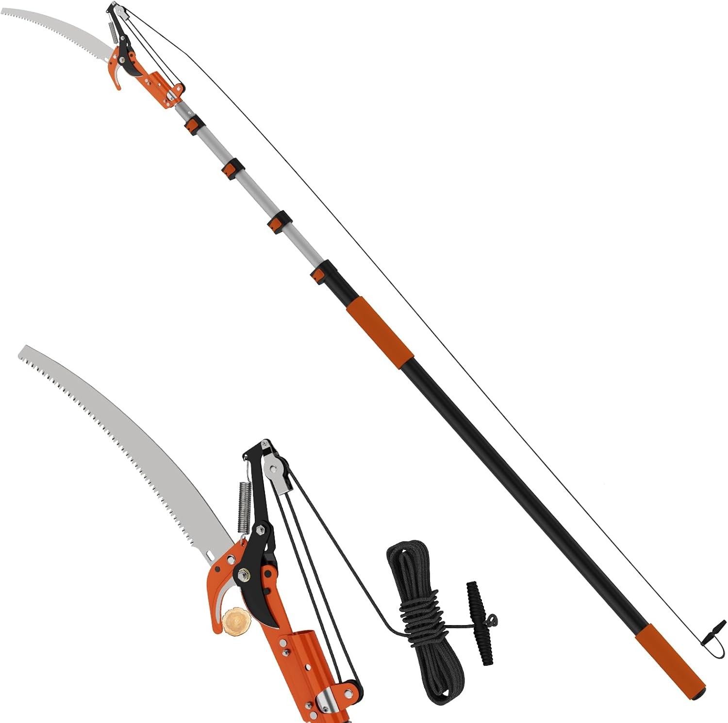 LAANPOLE 26FT Reach Tree Trimmer, Manual Pole Saw with 5-20FT Extension Pole,