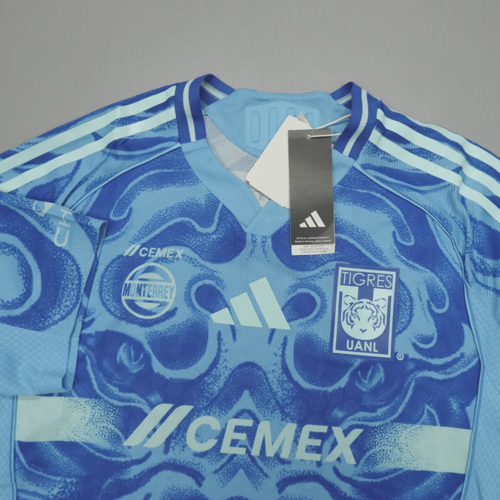 Adidas Tigres UANL Away Authentic Jersey Tiger Graphic Blue Size L NWT Soccer
