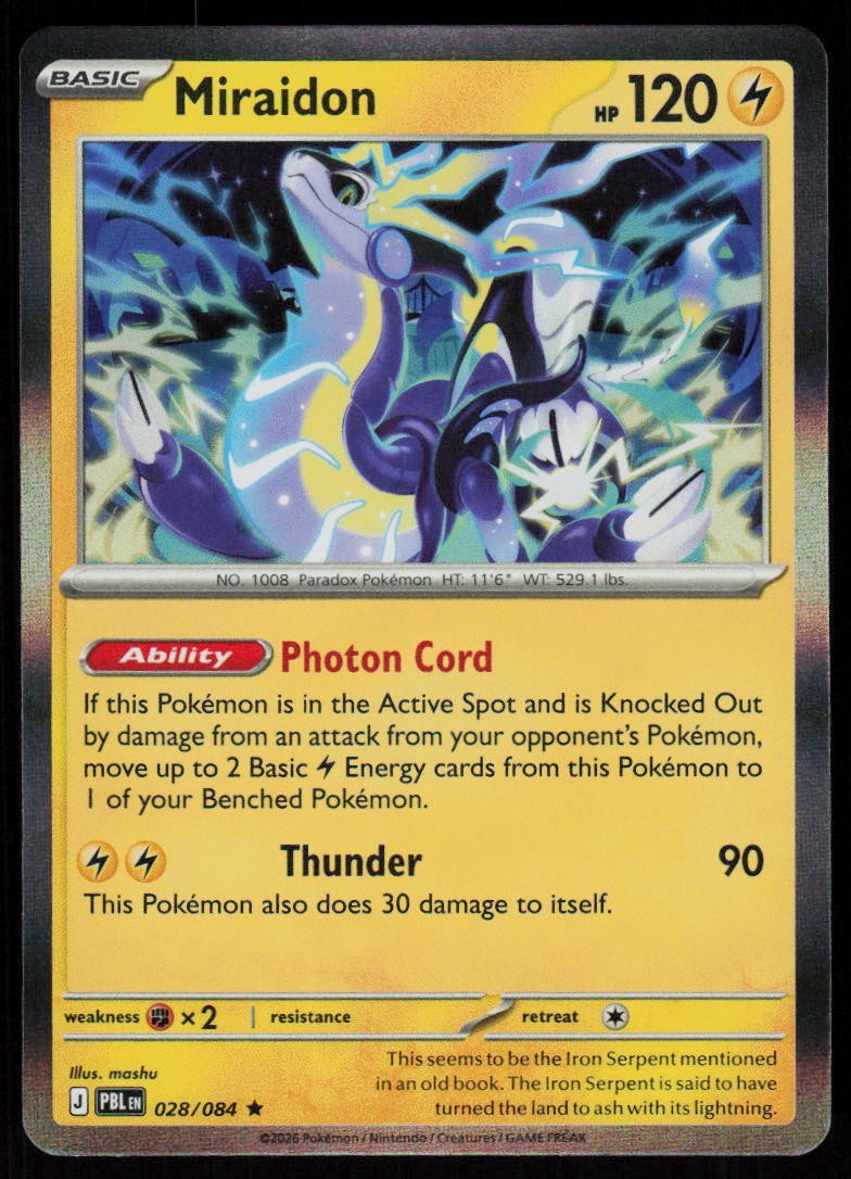 Miraidon 028/084 Rare Pitch Black Pokemon Holo Near Mint