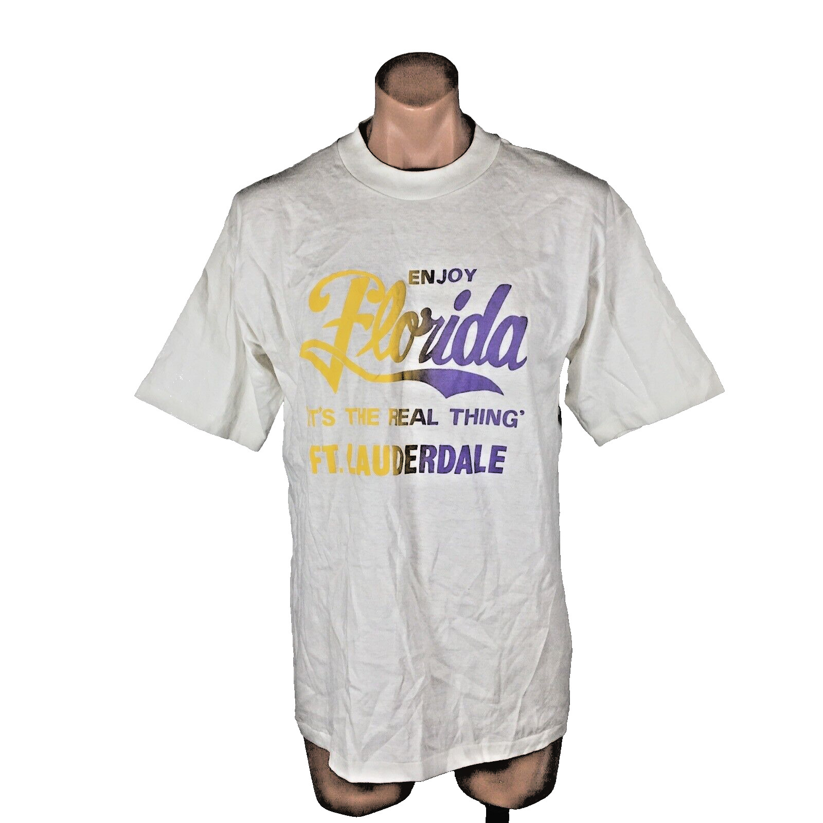 VTG 90s ENJOY FLORIDA Its The Real Thing FT. LAUDERDALE t-shirt White XL USA