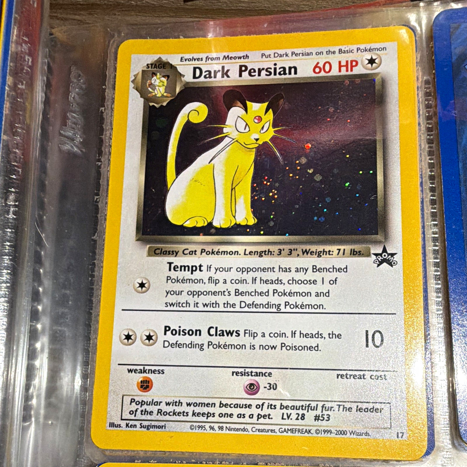 Pokemon TCG Dark Persian 17/53 Wotc Promo Holo English 60 HP Stage 1 Sugimori Pokemon TCG Dark Persian 17/53 Wotc Promo Holo English 60 HP Stage 1 Sugimori