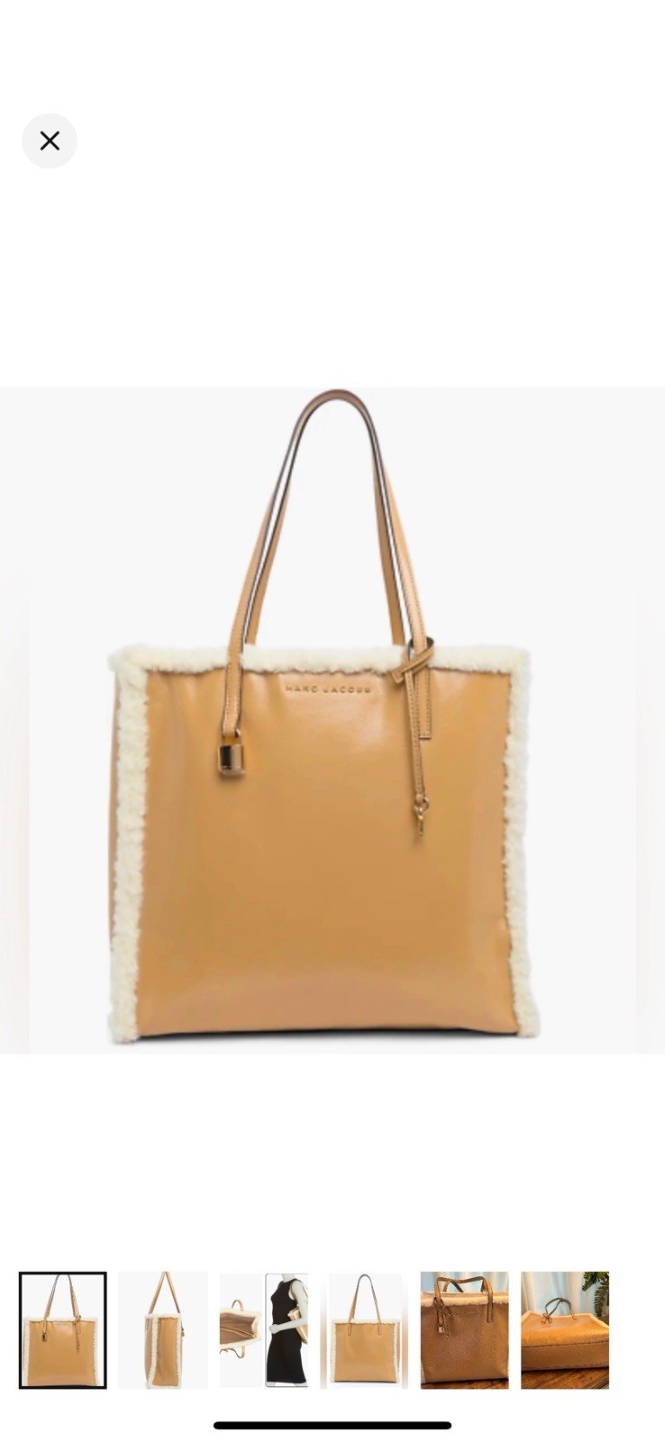 Marc Jacobs Large Grind Tote Bag, Shearling Trim, Color-Coffee, NWT Marc Jacobs Large Grind Tote Bag, Shearling Trim, Color-Coffee, NWT