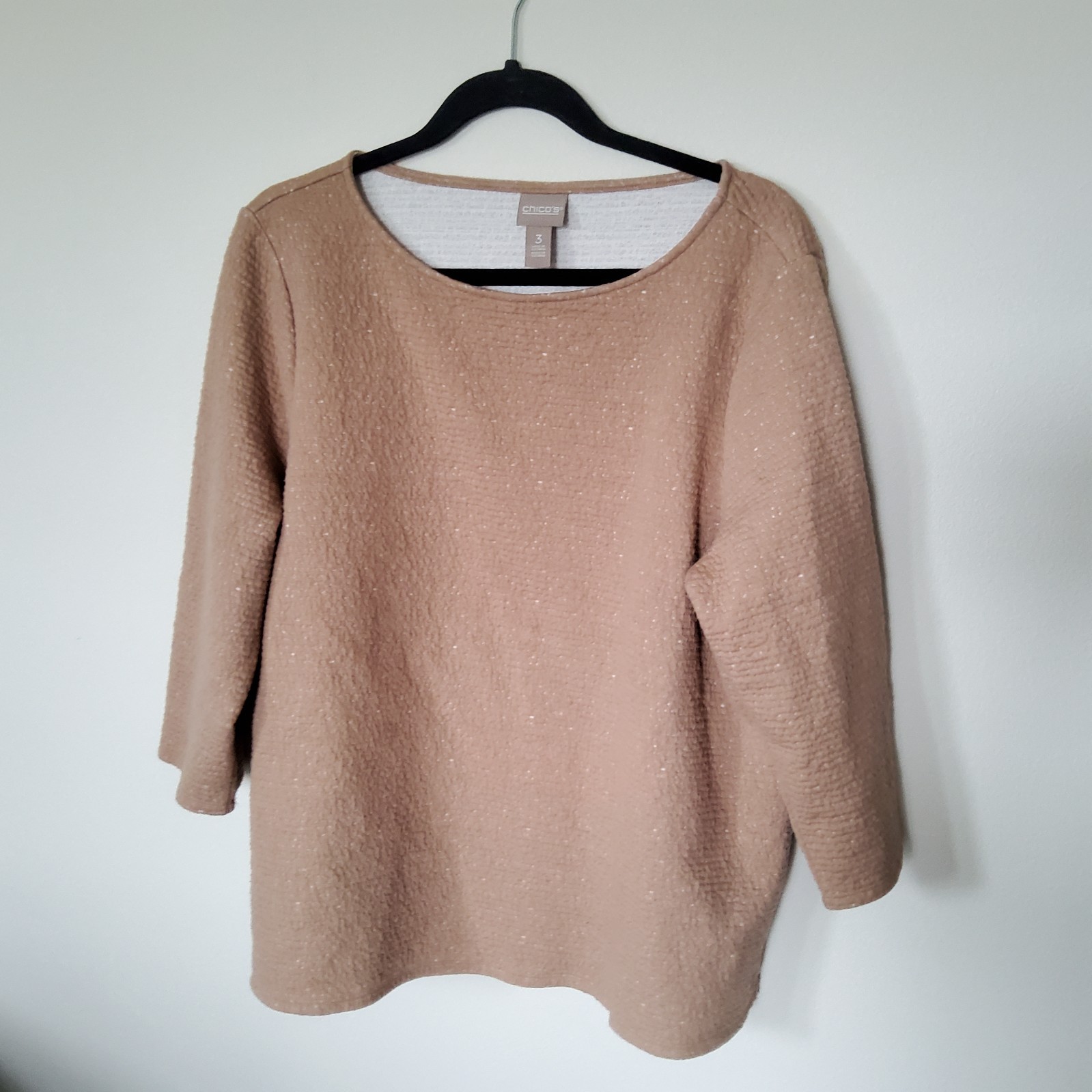 Chico\'s Textured Boat neck Pullover top size 3 or Plus 1X