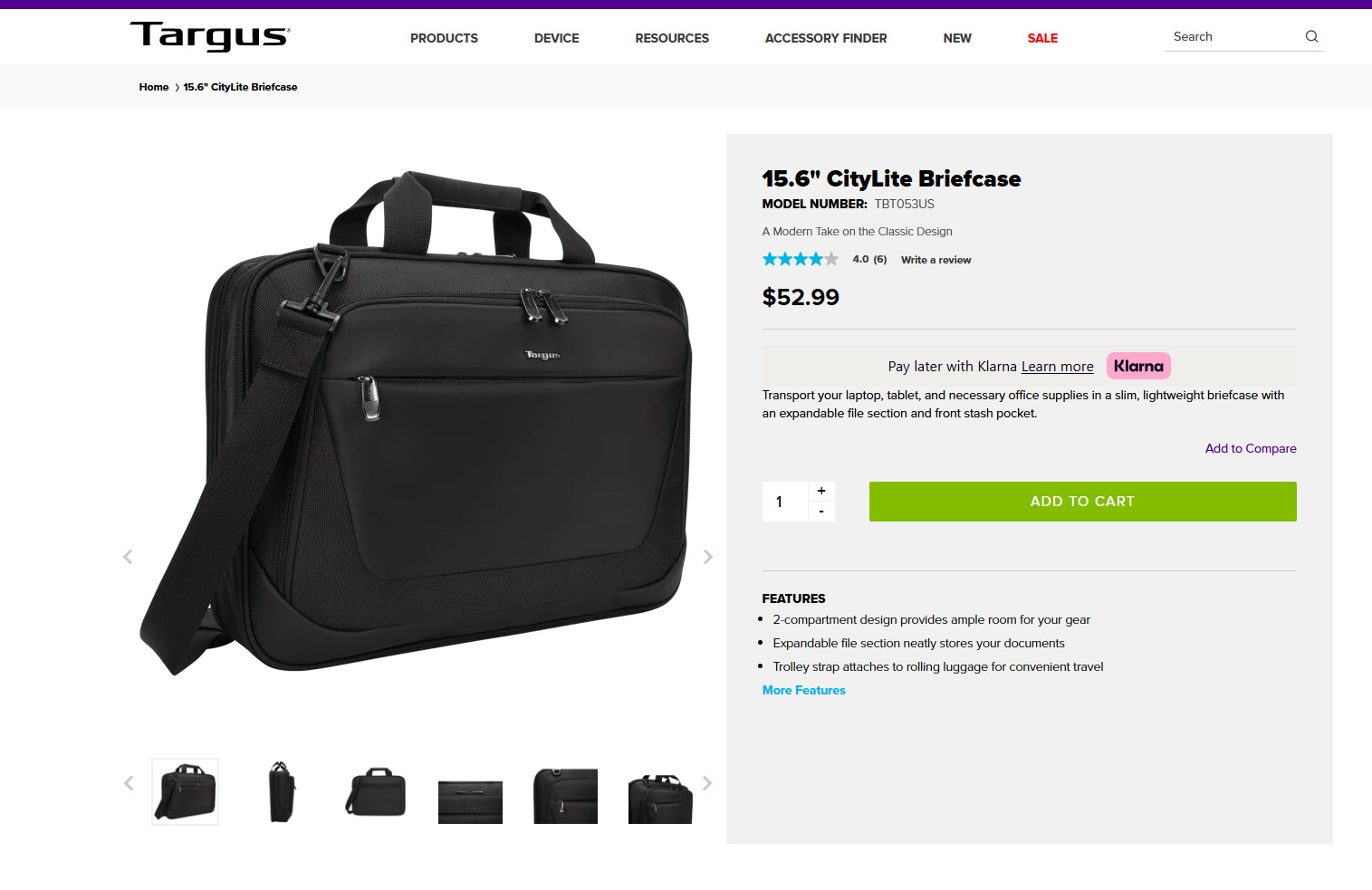 Targus - CityLite Briefcase for 15.6\ Targus - CityLite Briefcase for 15.6\