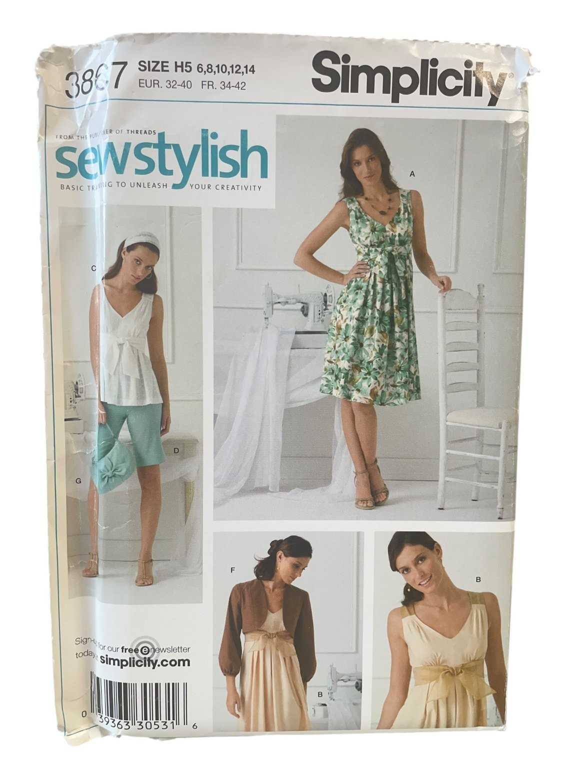 Simplicity 3867 Misses Dress Top Shorts Jacket Bag Sizes 6-14 UNCUT FF