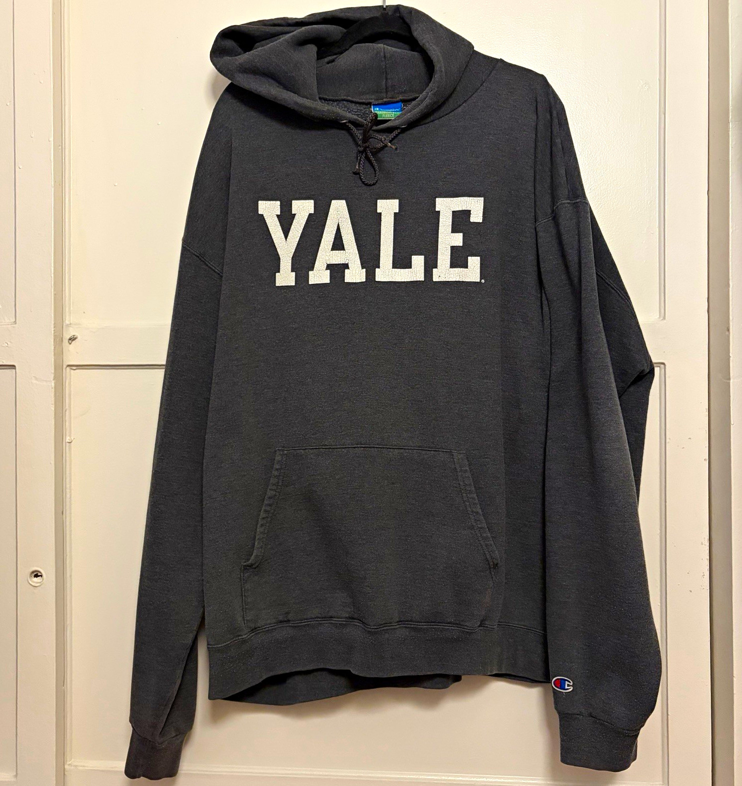 Yale University Champion Eco Fleece Hoodie Mens 2XL Gray Spellout Pullover
